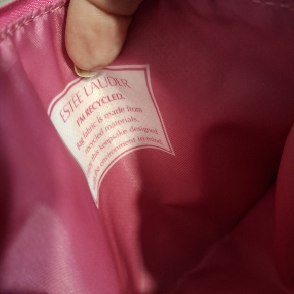 Clinique Red Star-Print Satin Cosmetics Makeup Bag NWOT - Picture 5 of 6